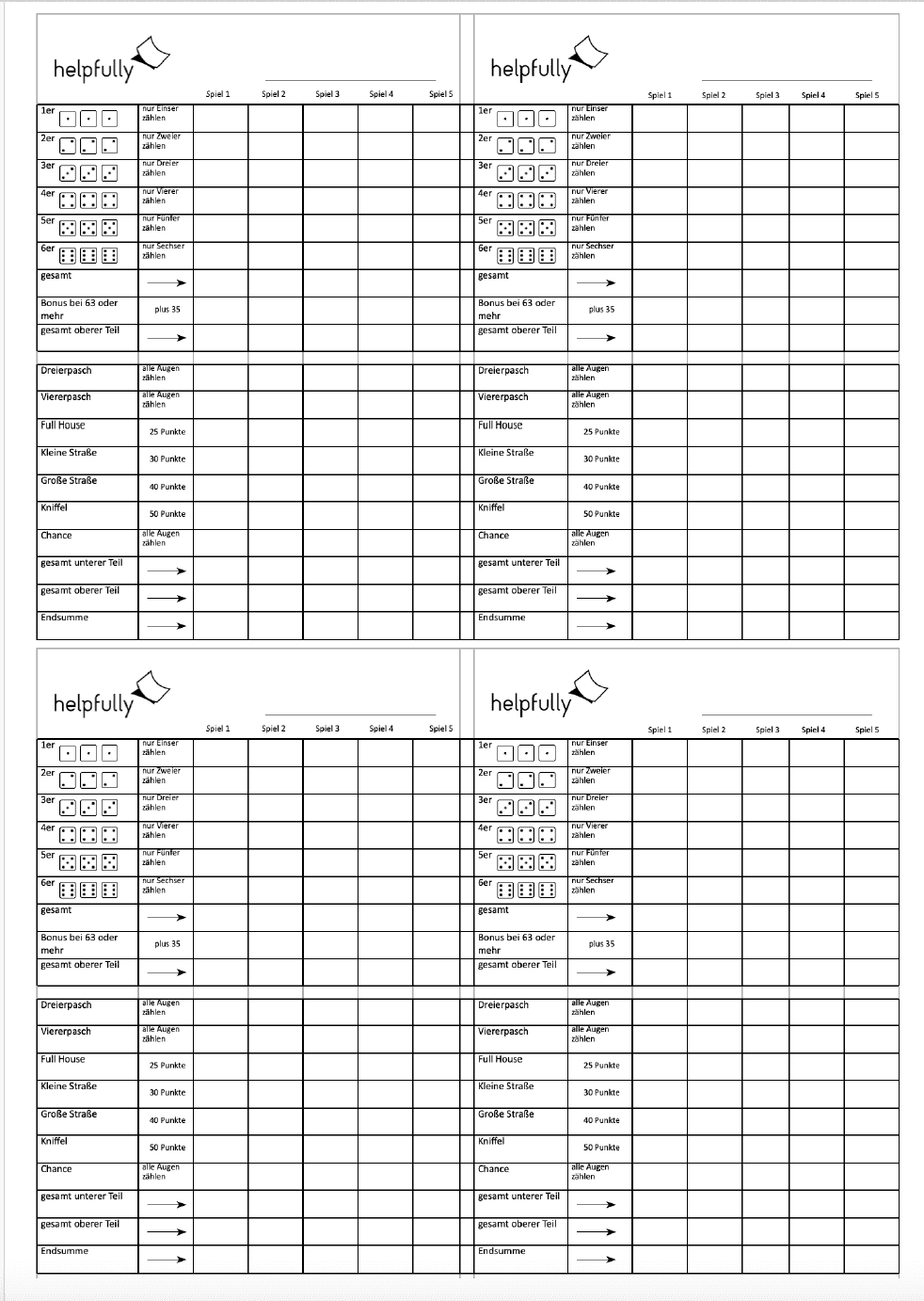 Vorlage F r Kniffel Knobel Spielzettel 4 fach A4 PDF Gratis PDF Helpfully de Vorlage F r Kniffel Knobel Spielzettel 4 fach A4 PDF Gratis PDF Helpfully de