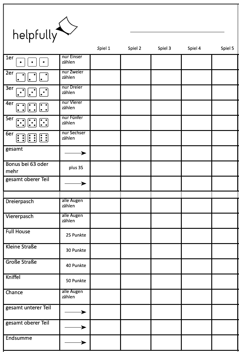 Vorlage F r Kniffel Knobel Spielzettel Gro A4 PDF Gratis PDF Helpfully de Vorlage F r Kniffel Knobel Spielzettel Gro A4 PDF Gratis PDF Helpfully de