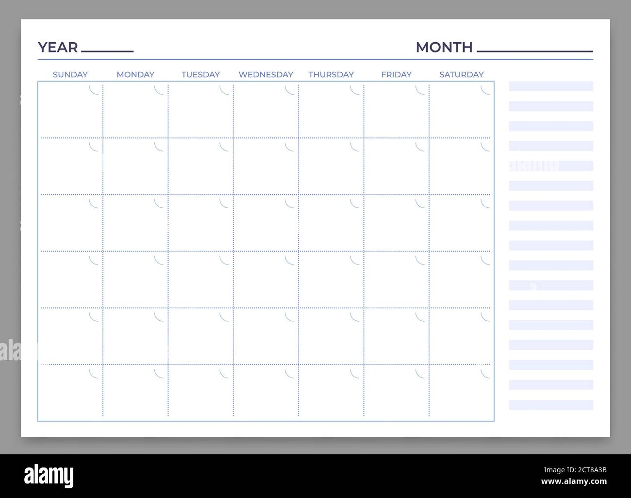 Vorlage F r Monatsplaner Vektor Monat Und Woche Plan Kalender T glich Zeit W chentlich Briefpapier Drucken Zu Arbeiten Illustration Stock Vektorgrafik Alamy