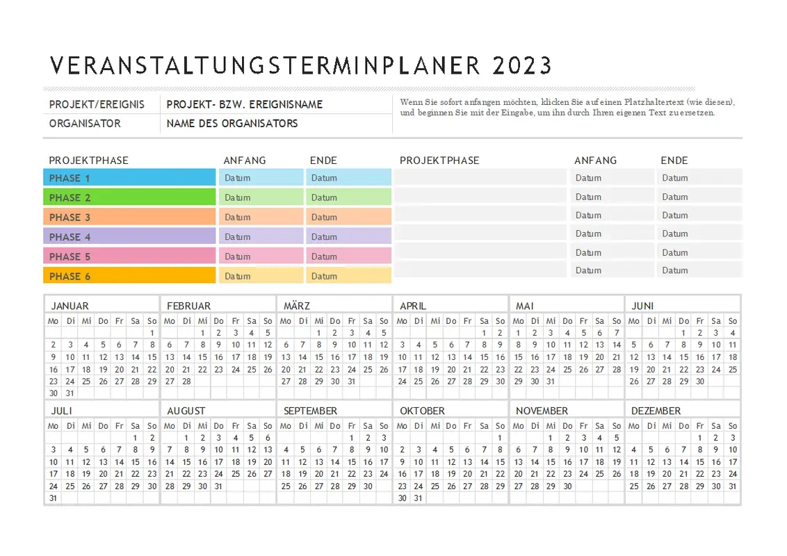 Veranstaltungskalender Erstellen Excel