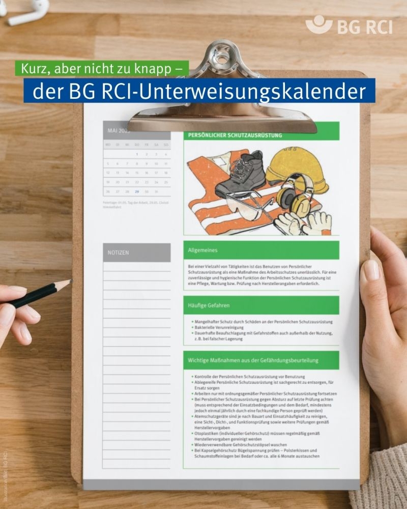 W chentliche Unterweisungsvorschl ge Berufsgenossenschaft Rohstoffe Und Chemische Industrie BG RCI