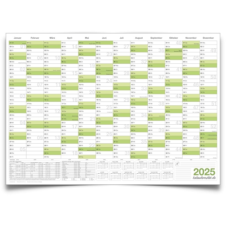 Kalender 2025 Querformat in Farbe