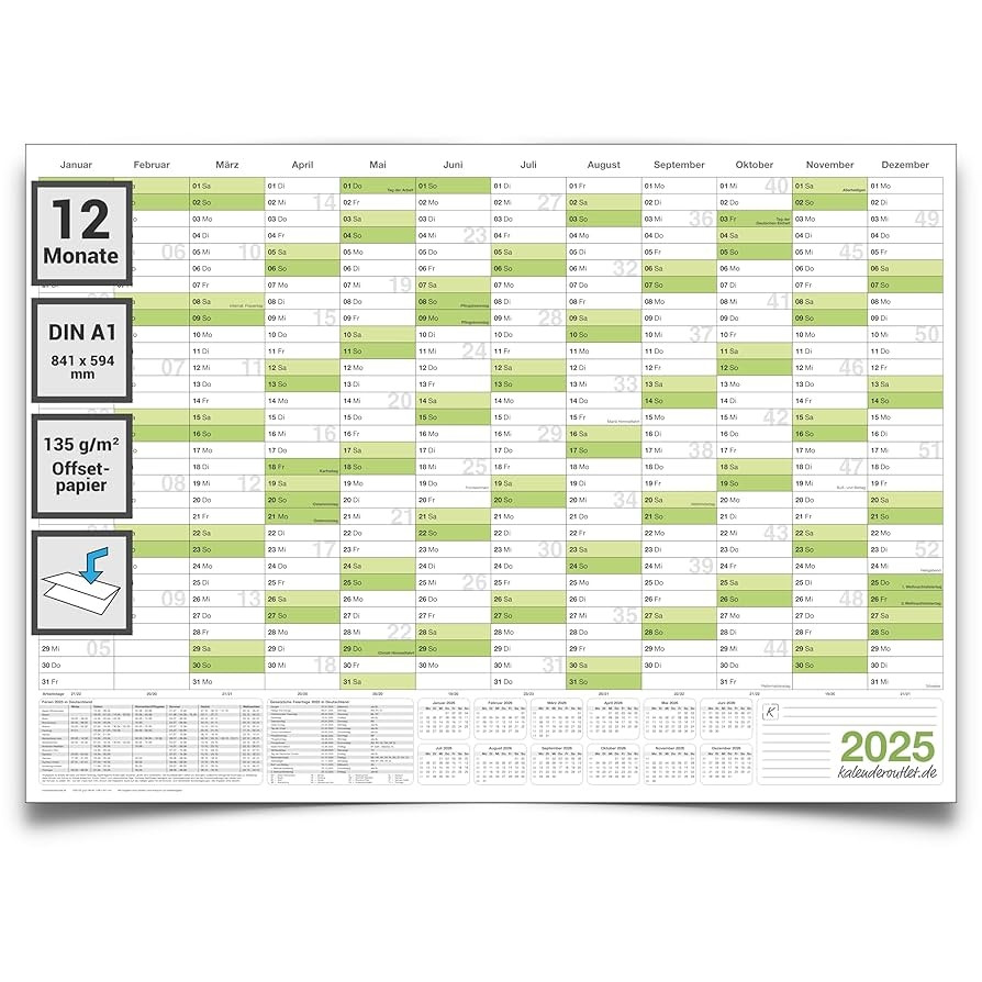 Wandkalender 2025 Jahresplaner Gefaltet DIN A1 84 0 59 4 Cm Ideal F r B ro Homeoffice bersichtlicher Kalender Auf Deutsch Perfekter Planer F r Das Jahr 2025 Von Kalenderoutlet Amazon de B robedarf Schreibwaren