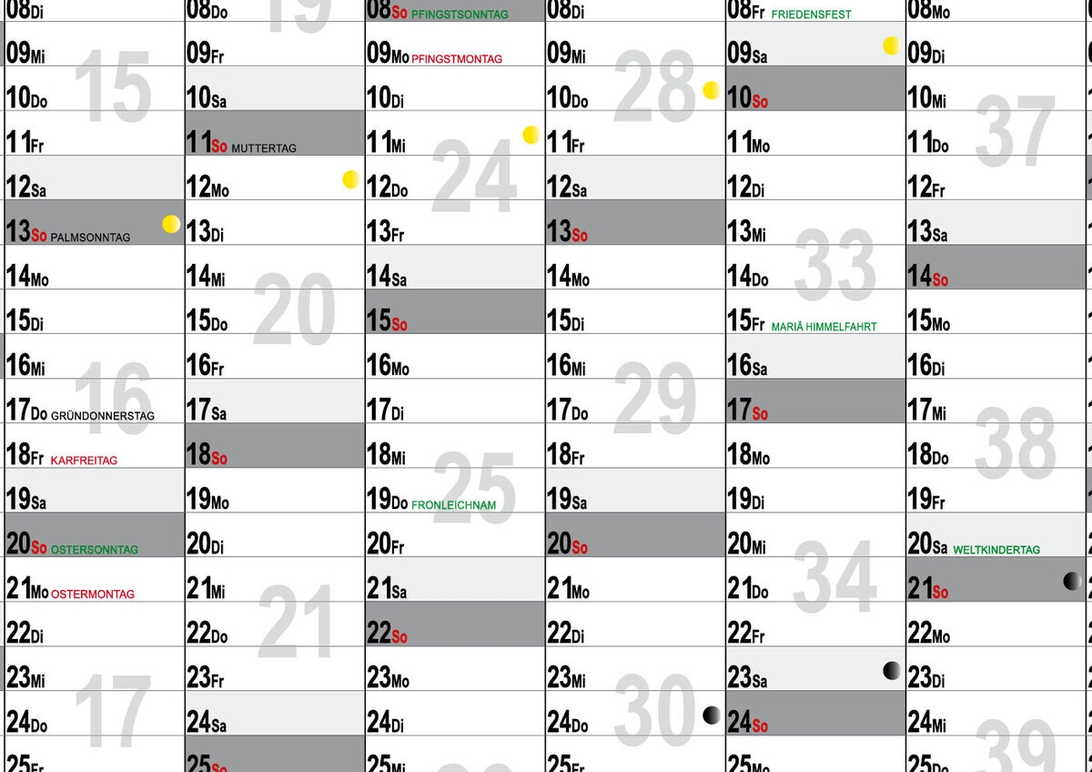 Wandplaner 2025 DIN A1 Gefaltet Wand Kalender KW Mond Feiertage 4061963020074 EBay