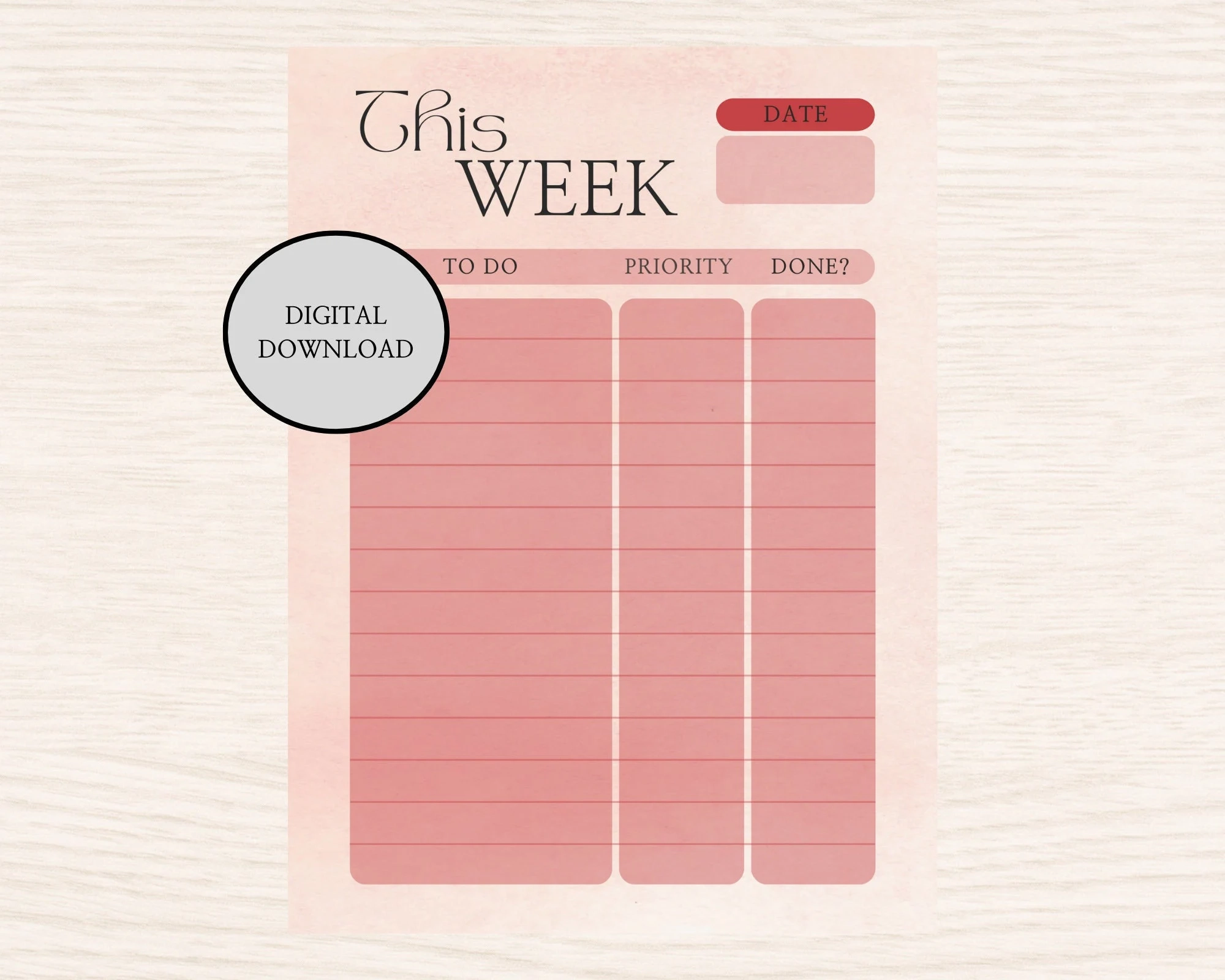 Weekly To do list W chentliche To Do Liste Aufgabenliste Digital Calender Planning Etsy