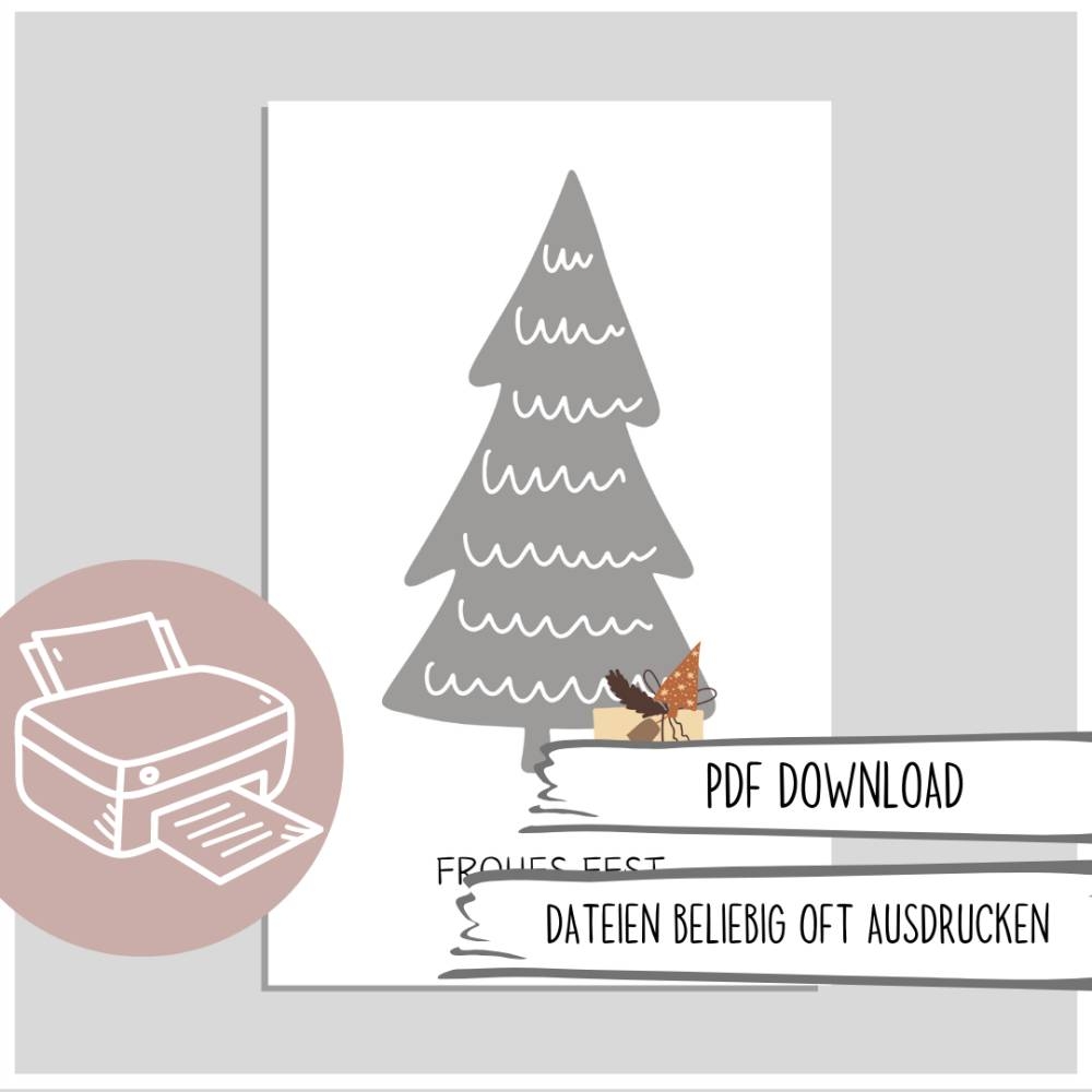 Weihnachtskarte Zum Ausdrucken Karte Frohes Fest Download Als Druckbare Karte
