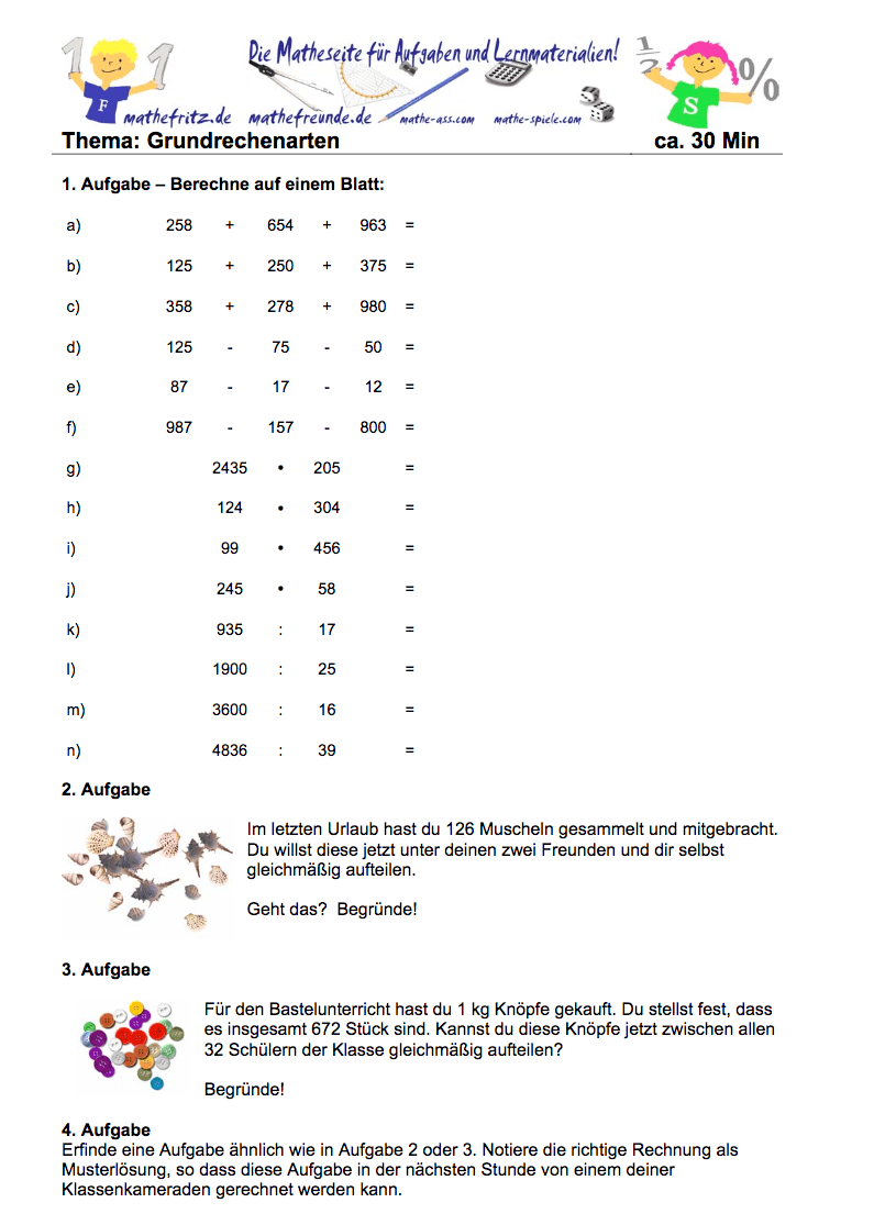 Wendekarten Multiplikation Und Division Schriftliche Multiplikation Und Division Arbeitsbl tter Klasse 5 Pdf Mathe Arbeitsbl tter Mathe 2 Klasse