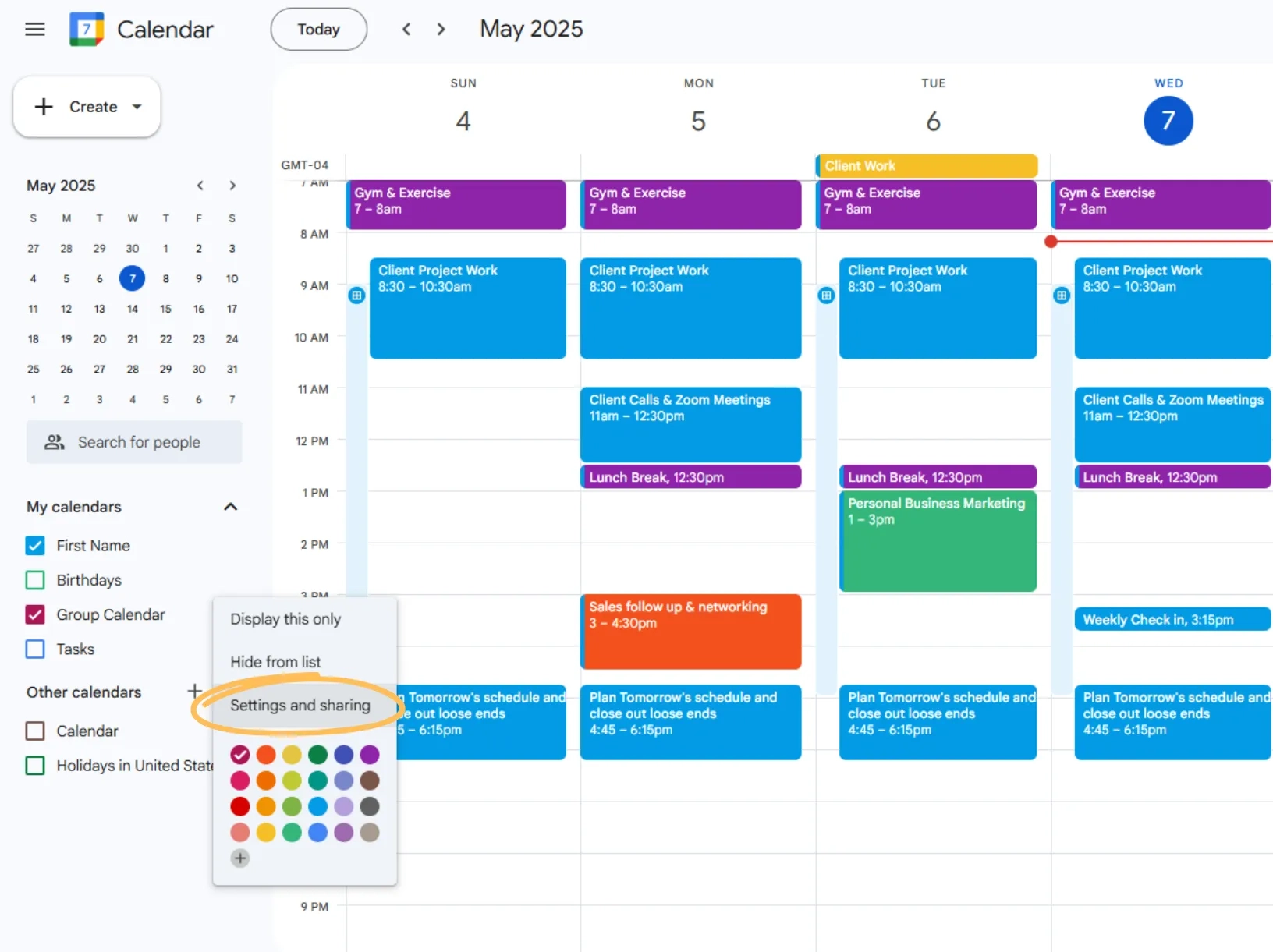 Google Kalender Beispiel