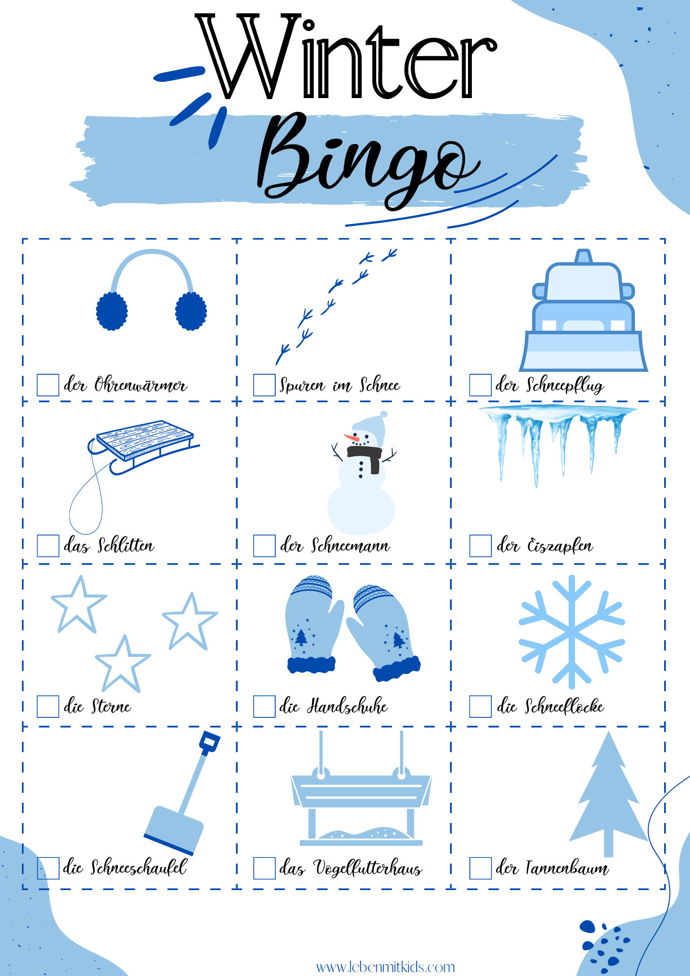 Winter Malvorlagen Und Bingo KOSTENLOS Das Leben Mit Kids