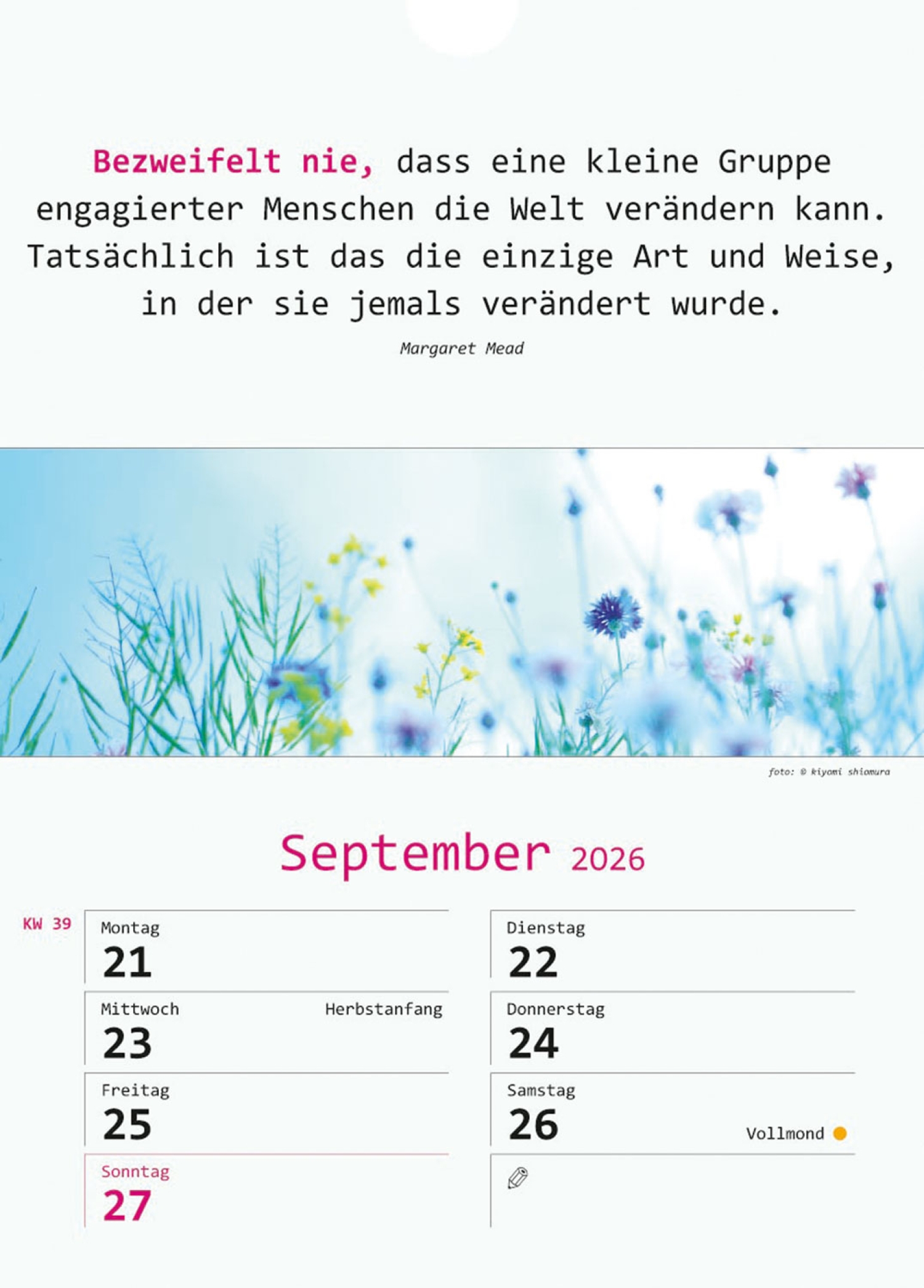 Kalender 2026 MIT kW