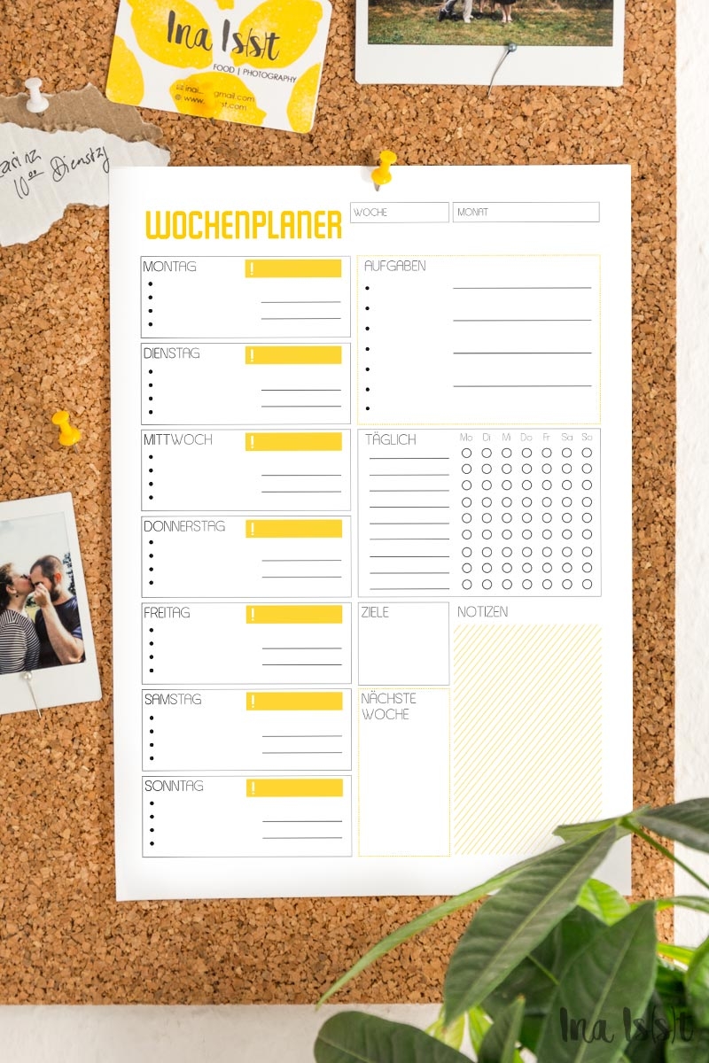 Wochenkalender To Do Wochenplaner Zum Ausdrucken Ina Isst
