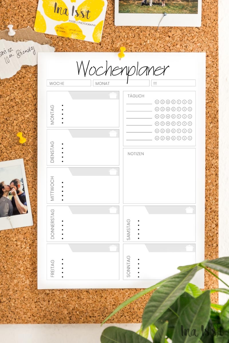 Wochenkalender To Do Wochenplaner Zum Ausdrucken Ina Isst