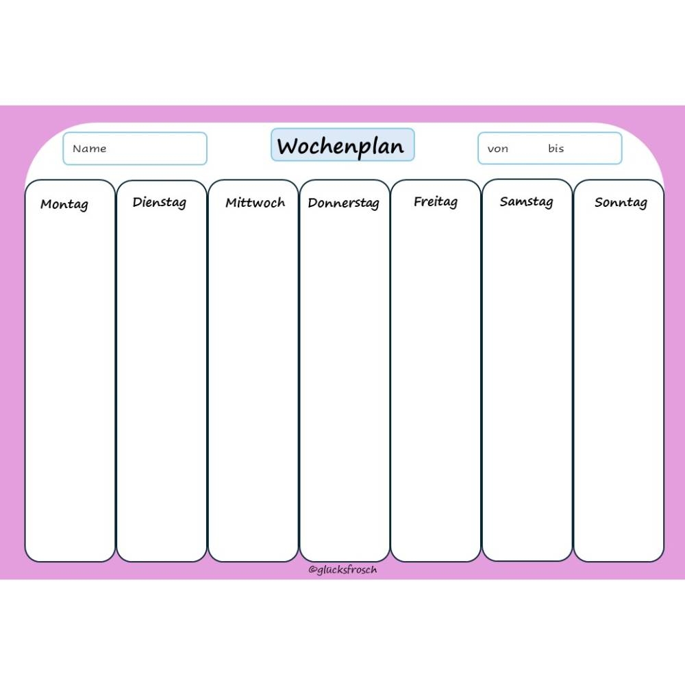 Wochenplan 4 St Gelb Rosa Hellblau Und Wei PDF Zum Ausdrucken Wochenplan 4 St Gelb Rosa Hellblau Und Wei PDF Zum Ausdrucken