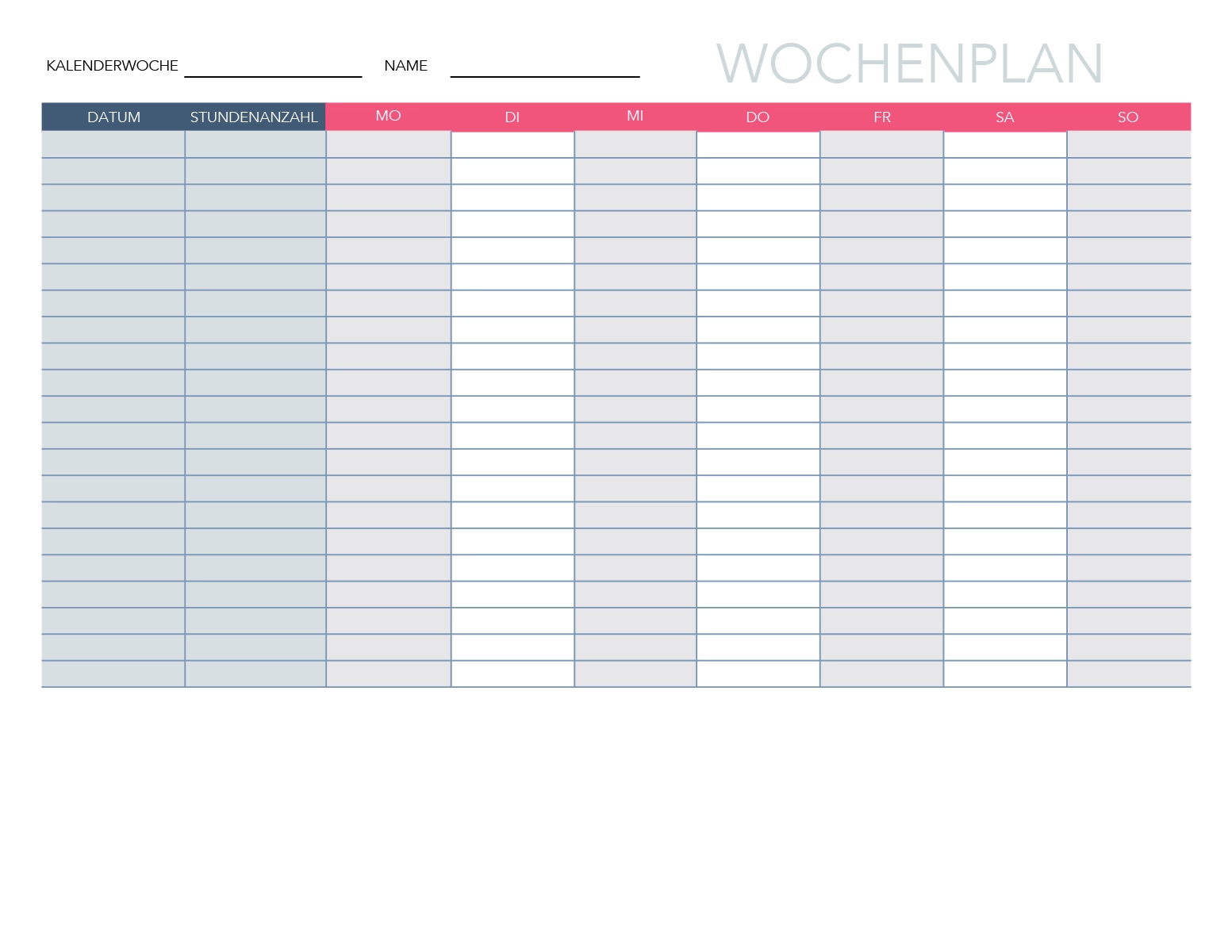 Wochenplan Vorlage F r Excel PDF HubSpot