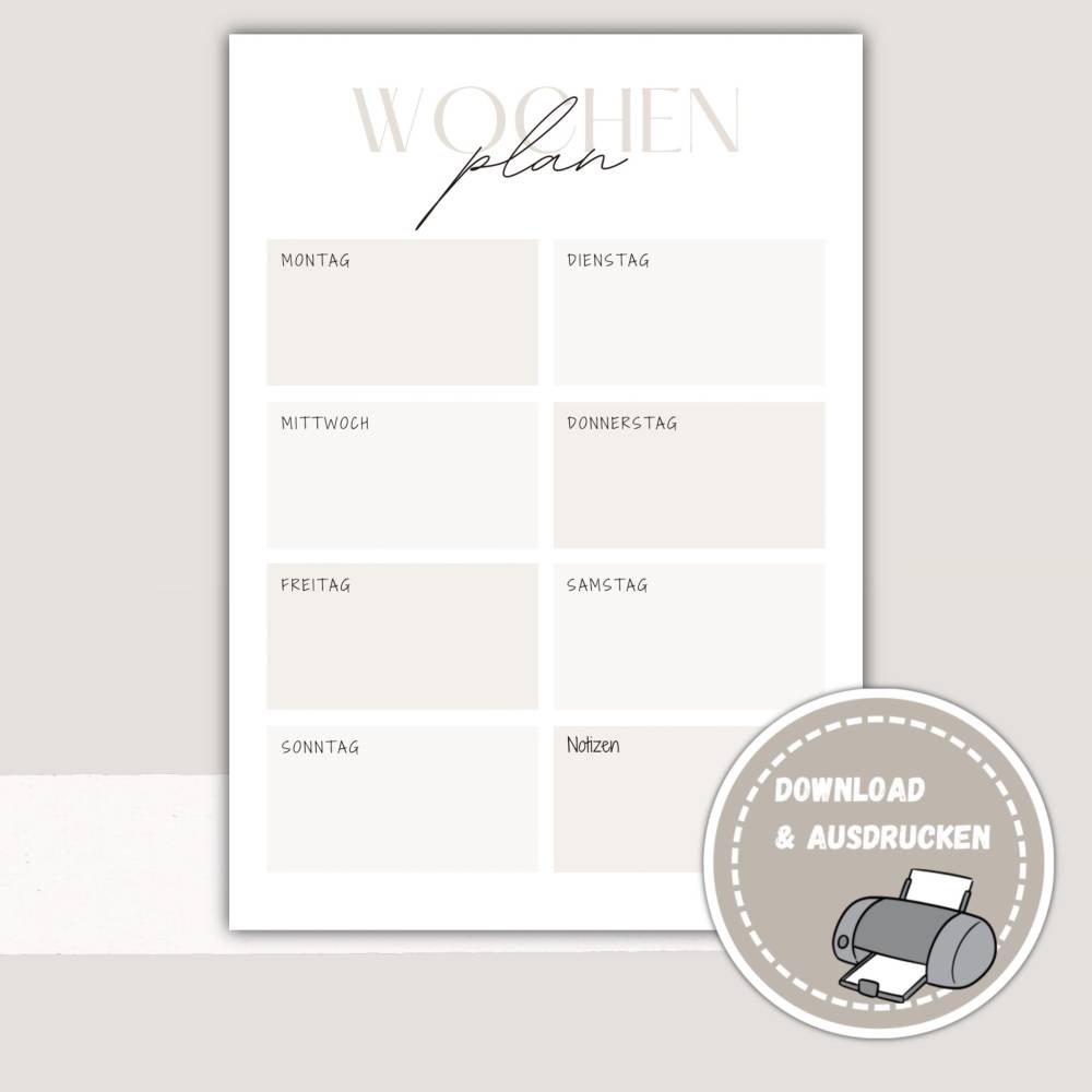 Wochenplan Wochenplaner Zum Ausdrucken Pdf Download Wochenplan Zum Ausdrucken Printables Druckvorlage Immerw hren