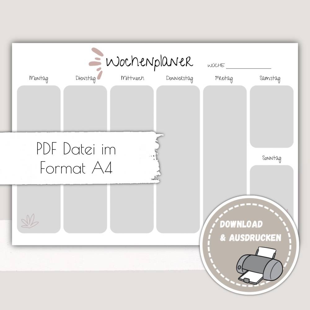 Wochenplan Wochenplaner Zum Ausdrucken Pdf Download Wochenplan Zum Ausdrucken Printables Druckvorlage Immerw hren