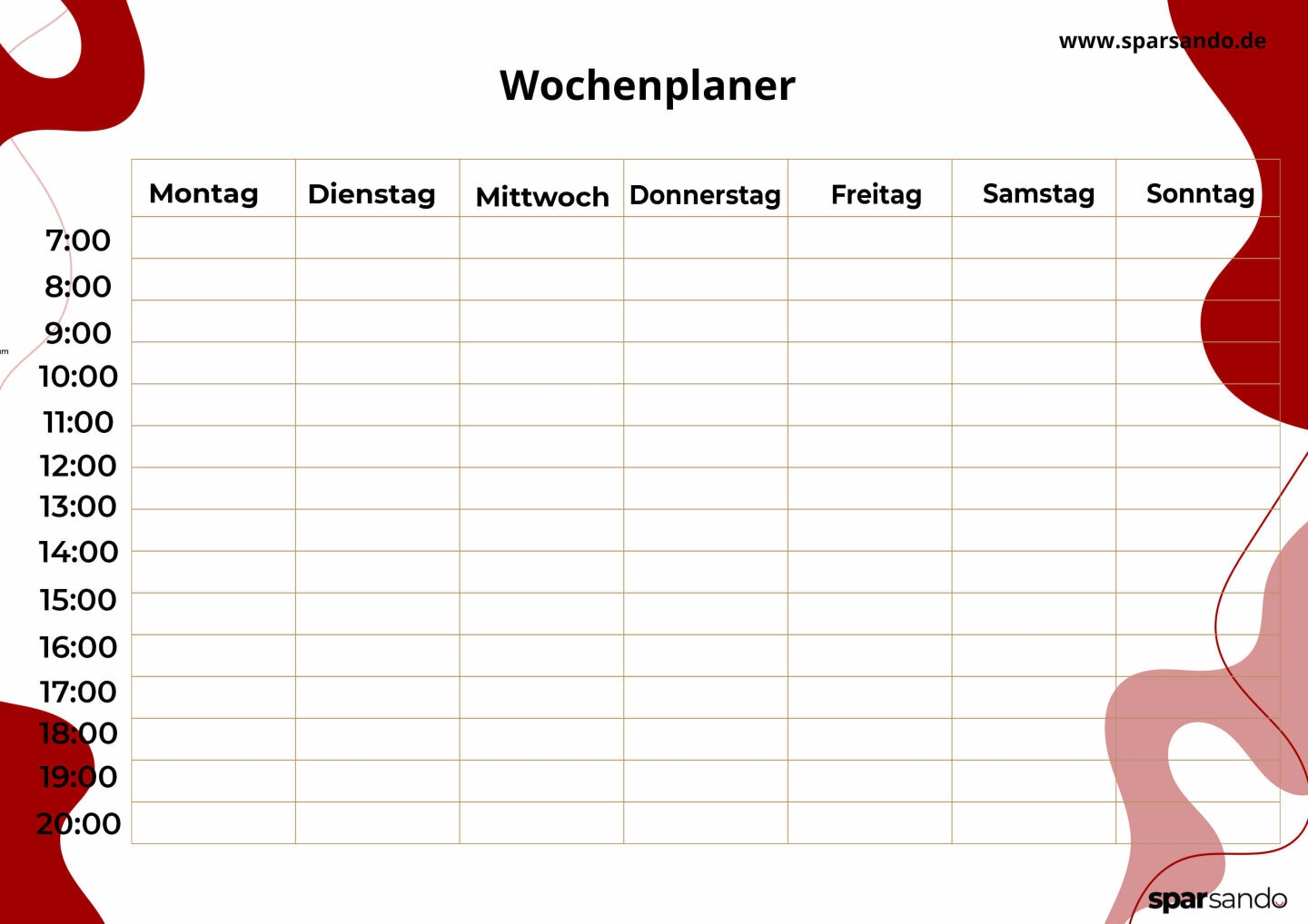 Wochenplaner Familie Zum Ausdrucken Kostenlos
