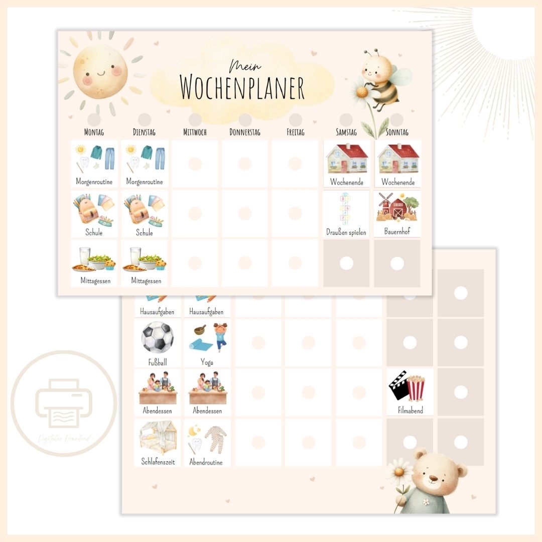 WOCHENPLANER F R KINDER LITTLEYOGIHAPPYMIND
