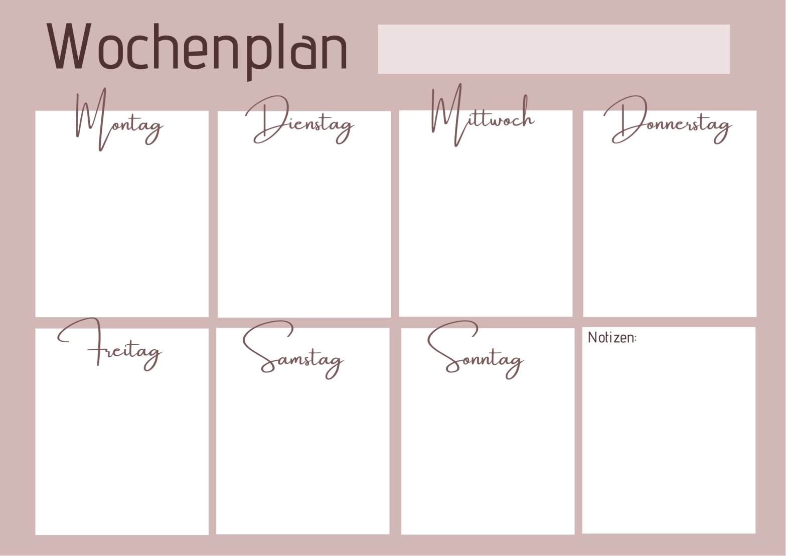 Wochenplaner Herzlich Willkommen