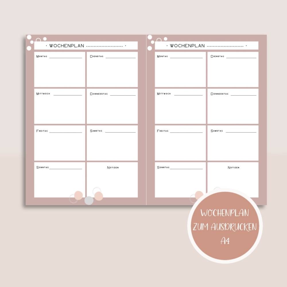 Wochenplaner Wochenplan Zum Ausdrucken A4 A5 Planer Listen Printables