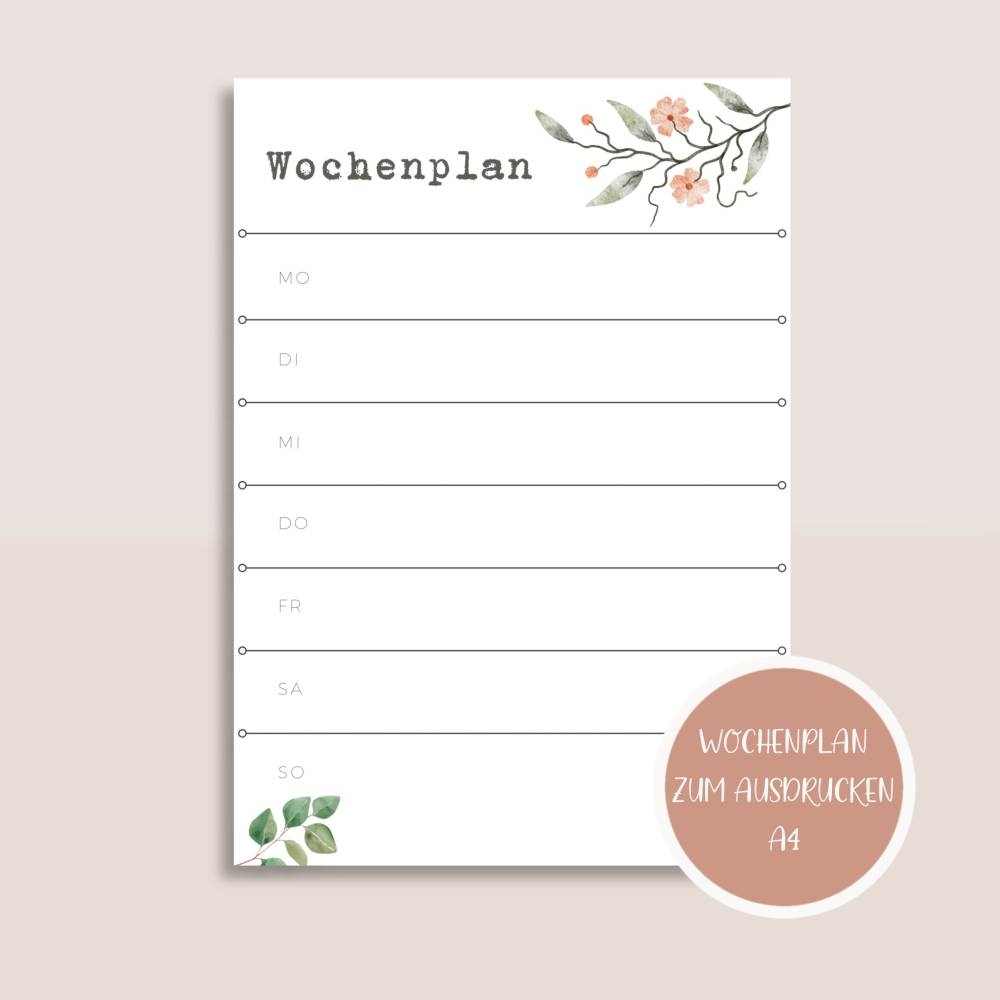 Wochenkalenderblatt Zum Ausdrucken
