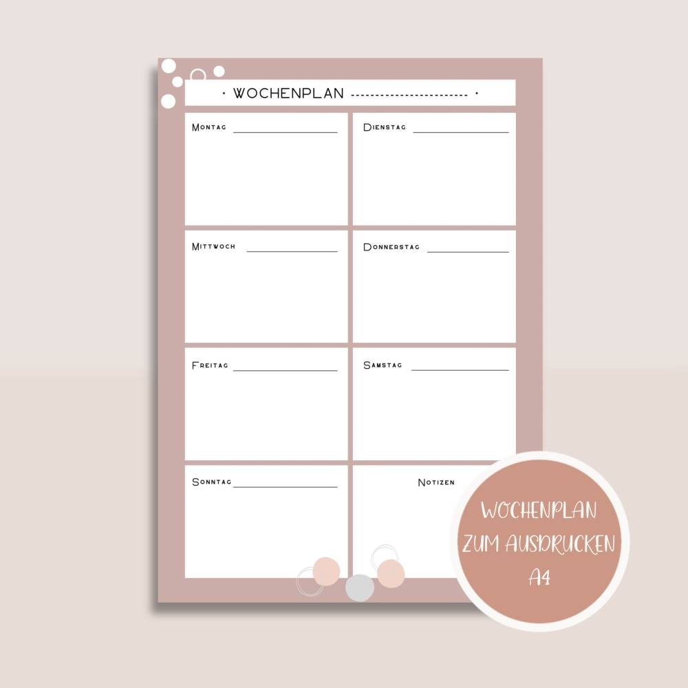Wochenplaner Wochenplan Zum Ausdrucken A4 A5 Planer Listen Printables