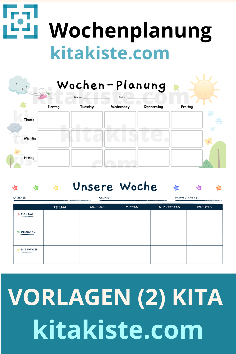 Kostenlose Vorlage Wochenplan Kita Zum Ausdrucken