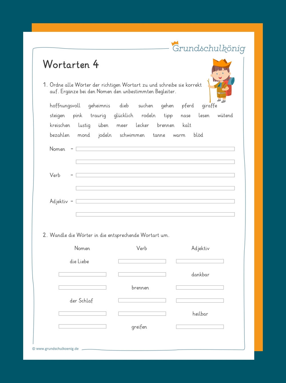 Wortarten Deutsch 3 Klasse