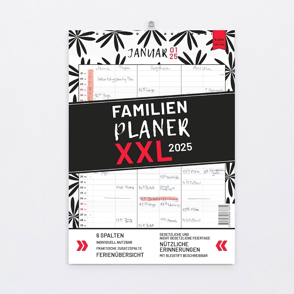 XXL Familienplaner 2025 Zum Aufh ngen In DIN A3 Hochwertiger Und bersichtlicher Familienkalender 2025 Mit 3 Bis 6 Spalten Plus Einer Zusatzspalte Sophie Heisenberg Amazon de B cher