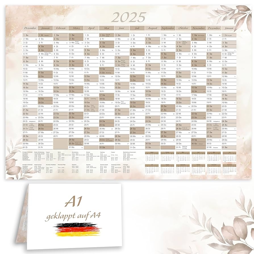 XXL Jahreskalender 2025 Januar 2026 Jahresplaner In A1 Im Sch nem Beigen Design Mit Ferien Und Feiertagen Wandkalender Wandplaner Kalender Planer Gefaltet Gefalzt Amazon de B robedarf Schreibwaren XXL Jahreskalender 2025 Januar 2026 Jahresplaner In A1 Im Sch nem Beigen Design Mit Ferien Und Feiertagen Wandkalender Wandplaner Kalender Planer Gefaltet Gefalzt Amazon de B robedarf Schreibwaren