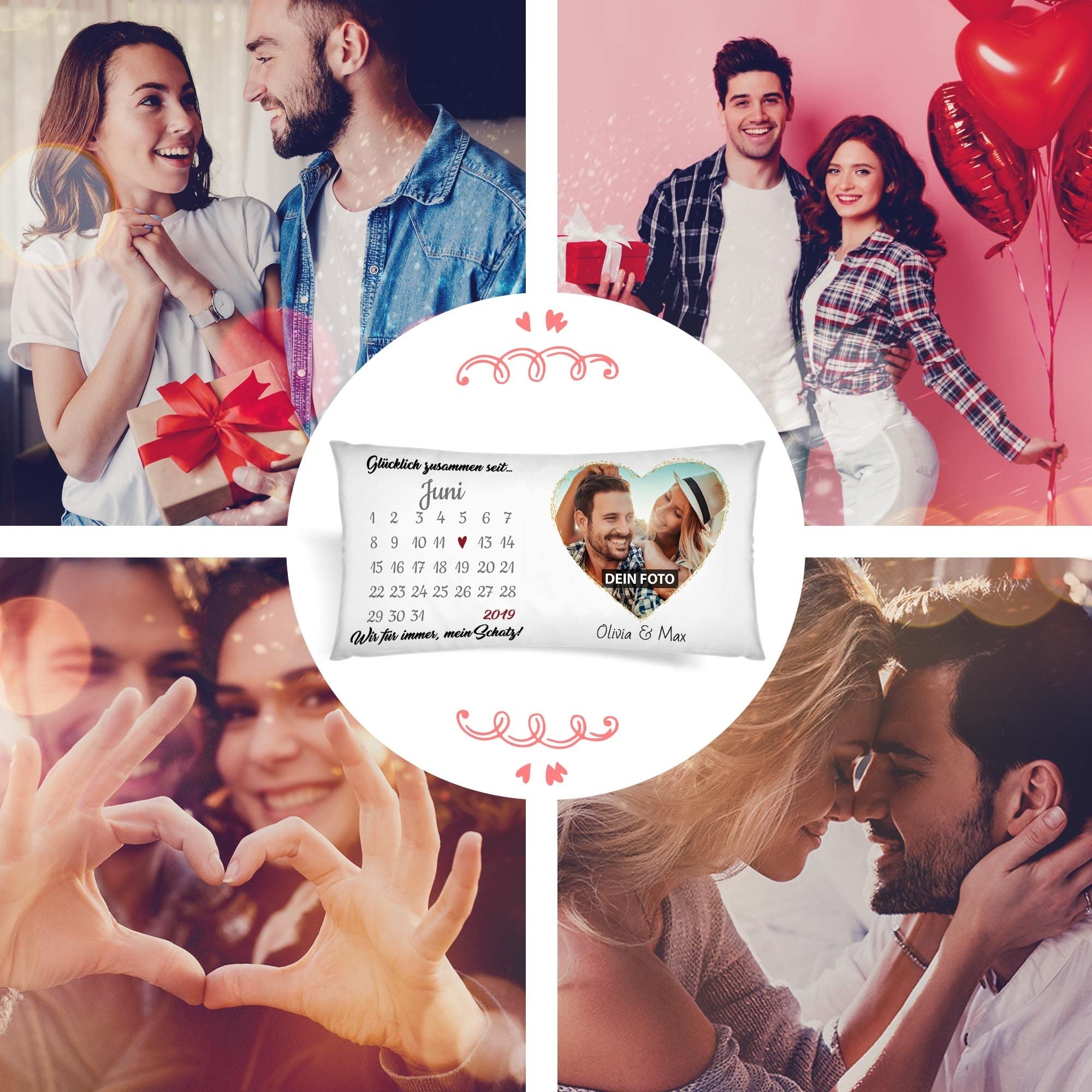 XXL Kissen Kalender Selbst Gestalten Mit Anpassbarem Jahrestag Mit Namen Text Foto Bedrucken Geschenk F r Paare Valentinstag Jahrestag Liebe Inkl F llung Wei 80x40 Cm Amazon de K che Haushalt Wohnen