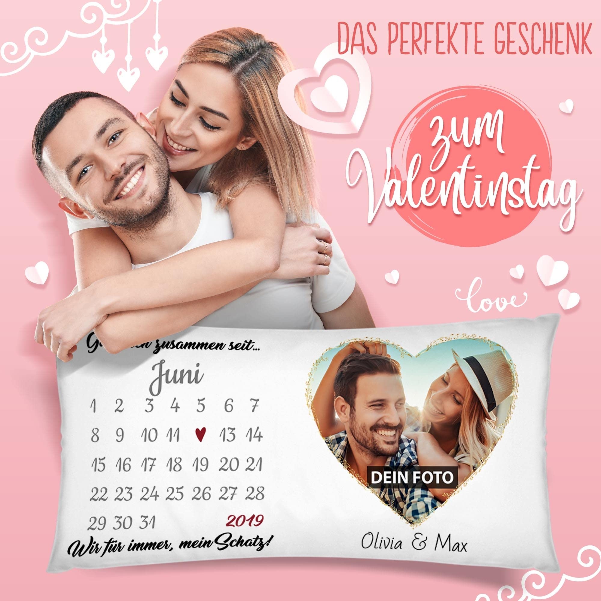 XXL Kissen Kalender Selbst Gestalten Mit Anpassbarem Jahrestag Mit Namen Text Foto Bedrucken Geschenk F r Paare Valentinstag Jahrestag Liebe Inkl F llung Wei 80x40 Cm Amazon de K che Haushalt Wohnen