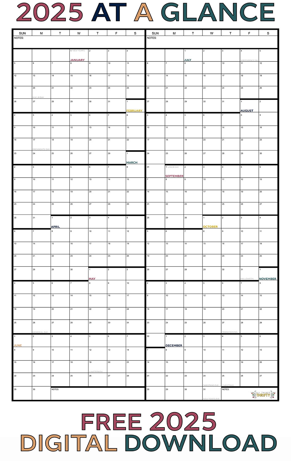 Print Bar Kalender 2025