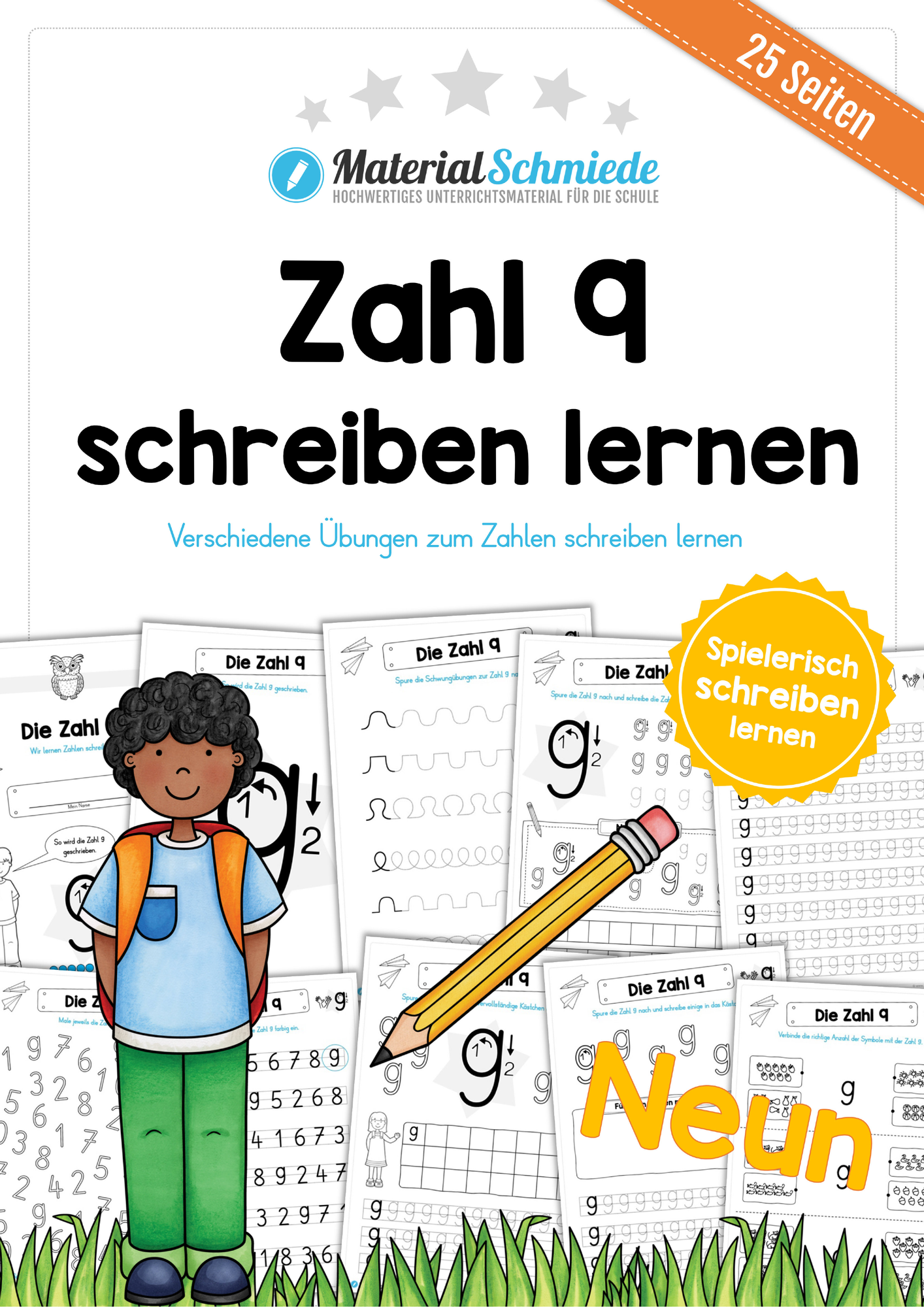 Zahl 9 Schreiben Lernen 25 bungsbl tter Unterrichtsmaterial Im Fach Mathematik
