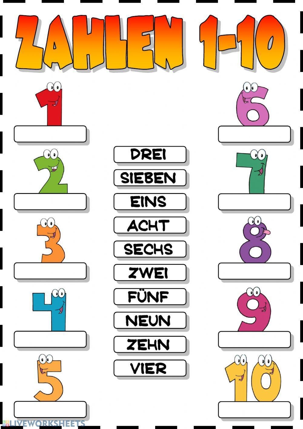 Zahlen 1 10 Dr Free Interactive Worksheets 51848