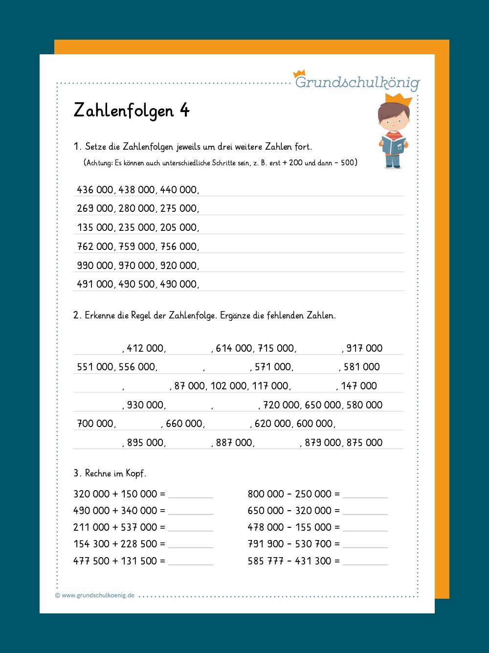 Zahlenreihen Zahlenfolgen Im Zahlenraum 1 000 000