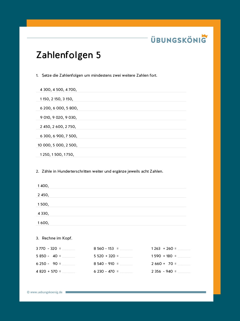 Zahlenreihen Zahlenfolgen Im Zahlenraum 10 000
