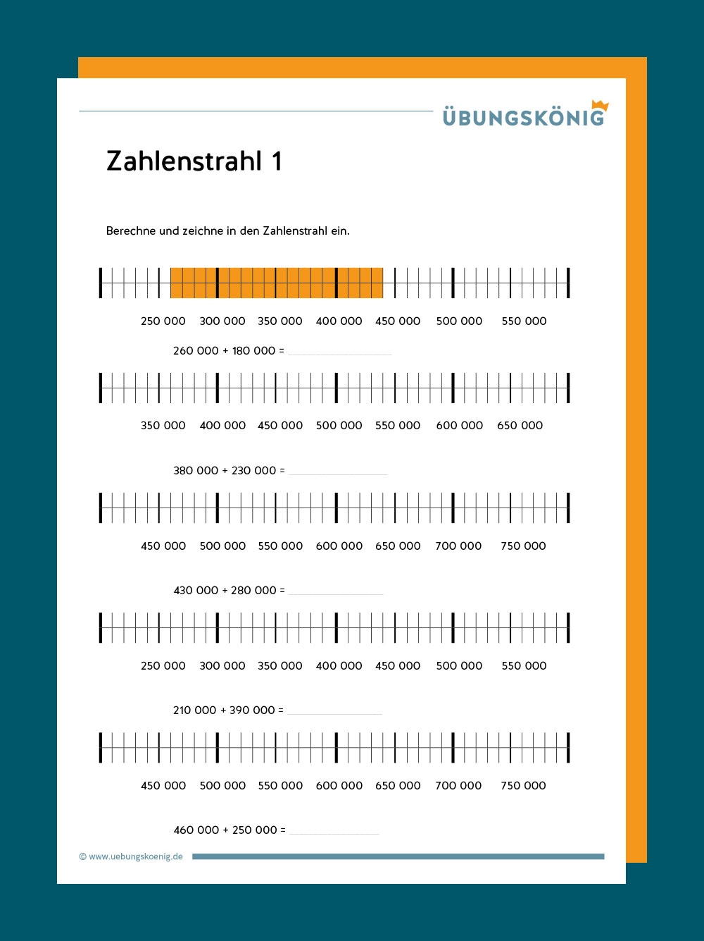 Zahlenstrahl Im Zahlenraum 1 000 000