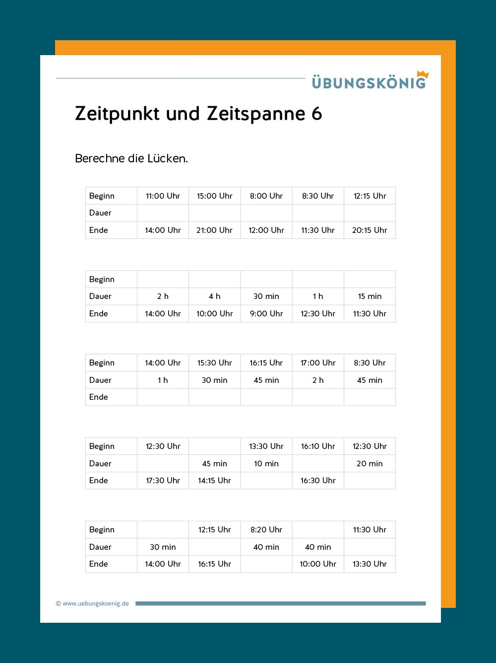 Zeitpunkt Und Zeitspanne