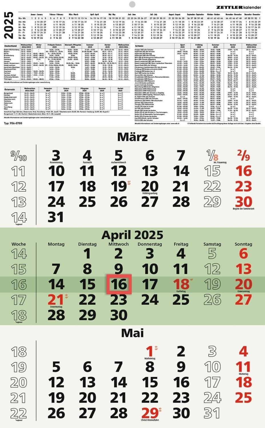Zettler 3 Monats Wandkalender 2025 Ab 4 40 Preisvergleich Bei Idealo de