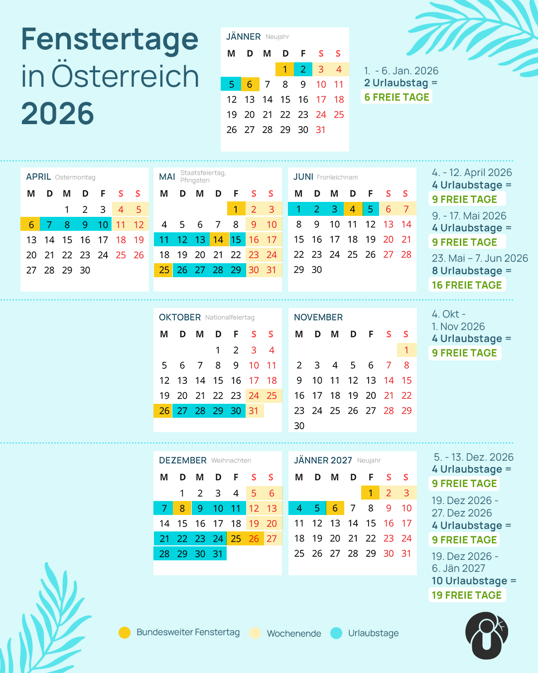 Kalender MIT Urlaubstagen